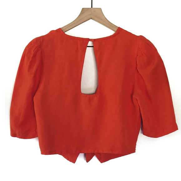 NWT Anthropologie Maeve Tie-Front Orange Blouse - Size 14 - Picture 5 of 8